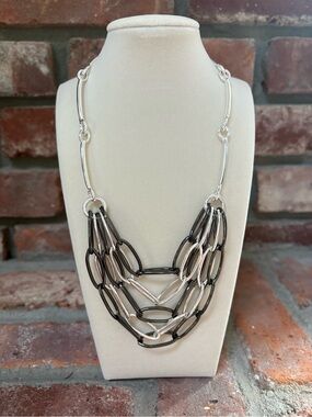 Two-Tone Silver & Black Multi-Strand Necklace  by Premier Designs